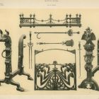 Design sheet - andiron, stand for fire tools, fireplace screen