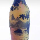 Small vase - With chestnut leaves and panoramic waterside landscape