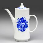 Coffee pot with lid (part of a set) - Part of the Krisztina-202 tableware set with blue Hungarian style pattern