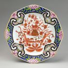 Plate - with octogonal rim, inside chinoiserie decoration