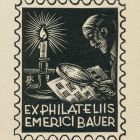 Ex-libris (bookplate) - Ex philateliis Emerici Bauer