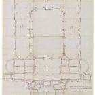 Design - ground plan of the ground floor of the open entrance hall, the vestibul and main stairs, Museum of Applied Arts
