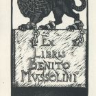 Ex-libris (bookplate) - Benito Mussolini