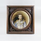 Ornamental plate with wooden frame - with Rudolf Habsburg's portrait