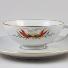Teacup and saucer (part of a set) - With decoration commemorating the 10th anniversary of the ’Soviet liberation’ of Hungary