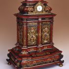 Small cupboard with a clock - with chinoiserie decoration and a clock