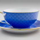 Teacup and saucer - With blue scales