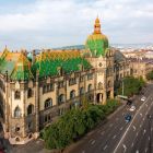Architectural photograph - main facade and the Hőgyes street side facade, Museum of Applied Arts