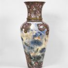 Grand vase - With chinoiserie painting; bogland with cranes and lotuses