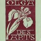 Ex-libris (bookplate) - Olga Des Arts