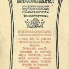 Advertisement card - for Jenő Vágó's fancy goods shop