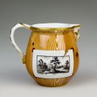 Cream jug - With trompe l'oeil engravings and so-called faux bois (wood grain imitating) painted decoration