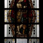 Architectural photograph - Orpheus - the middle stained glass window of the first floor of the main staircase, Kasselik House (Budapest, 3 Vörösmarty Square)