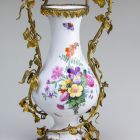 Ornamental vase with ormolu mounts - decorated with a flower bouquet and butterflies