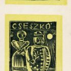 Ex-libris (bookplate) - Cseszkó HM Vásárhely and Dr. L. I. (István Lustig)