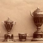 Exhibition photograph - porcelain vessels designed by Pál Horti, Christmas Exhibition of the Association of Applied Arts, 1901