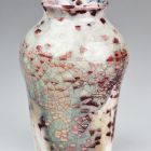 Vase - With craquelé glaze, gray and dark red decoration