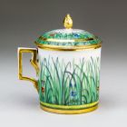 Cream cup with lid - With grass decoration