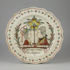 Ornamental plate - with portraits of Prince William V facing his consort with orange tree in between