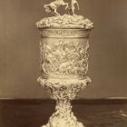 Photograph - silver hanap with battle-scene from Lajosné Batthyány's collection at the Exhibition of Applied Arts 1876