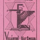 Ex-libris (bookplate) - Emilia Kiss Mrs. Villányi