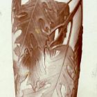 Photograph - Vase, colourfully painted and plastically formed, decorated with oak leaves on the body and acorns on the rim