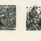 Ex-libris (bookplate) - From the books of Transdanubian of Dr. István - Happy New Year 1941 Dr. István Lustig (on one sheet)