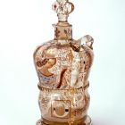 Bottle with stopper - with Gothic enamel decoration and Villon quotation (part of liqueur set)