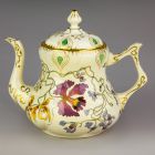Tea pot with lid (part of a set - With orchid decoration
