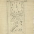 Design - standing clock with girl figure holding hourglass
