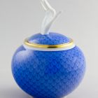 Sugar box with lid - With blue scales