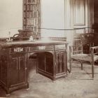 Exhibition photograph - desk with chair designed by Ödön Faragó, Autumn Furniture Exhibition of the Museum of Appled Arts 1899