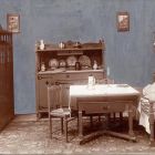 Exhibition photograph - dining room furniture designed by Ede Toroczkai Wigand, Turin International Exhibition of Decorative Art 1902