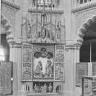 Interior photograph - gothic winged altar from the parish church of Kisszeben (Sabinov), exhibited in the great hall of the Museum of Applied Arts