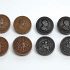 Backgammon tokens - depicting Mucius Scaevola and Marcus Curtius