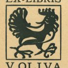 Ex-libris (bookplate) - V. Oliva (ipse)