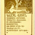 Advertisement card - for the sculptor Ignátz Vögerl's studio, Budapest