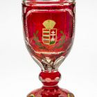 Footed commemorative glass - With the Hungarian coat of arms