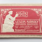 Advertising notebook - Leszik Károly könyvkötői műintézete... Budapest, 1903