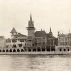 Architectural photograph - facade of the Hungarian Pavilion from the Seine, Paris Universal Exposition 1900