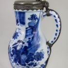 Jug with pewter lid - with chinoiserie scene