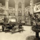 Exhibition photograph - Recent Acquisitions' exhibition in the great hall of the Museum of Applied Arts, in  the middle the Kata Bethlen's wedding chest