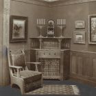 Exhibition photograph - dining room corner suite, Spring Exhibition of The Association of Applied Arts 1909, designed by Róberrt Nádler