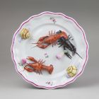 Ornamental plate - With three crayfish and snails