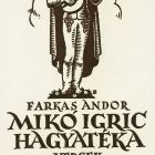 Könyvcímlap - Andor Farkas: The heritage of Igric Mikó, Poems, Elemér Farkas edition, Szerencs 1939