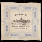 Commemorative kerchief - with the view of the  Industrial hall  in the Budapest National General Exhibition