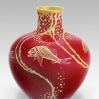 Small vase - With red glaze and fish