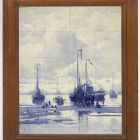 Ceramic picture - seaside landscape with fishing boats
