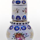 Bottle with stopper and cup - With enamel painted flower bouquets