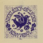 Ex-libris (bookplate) - From the books of Erzsike Nikelszky